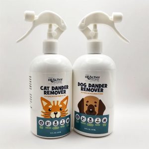 Pet friendly spray to use on coats to lower dander levels and your pet allergy symptoms.